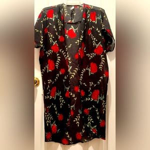 Chiffon Kimono Jacket Duster Topper is Women’s Small Black with roses